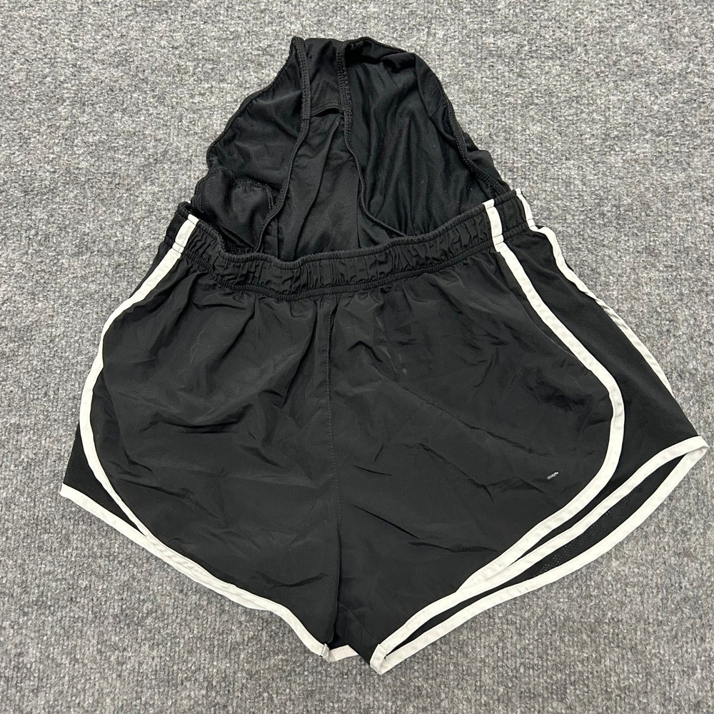 Nike Shorts Womens Size M Black Dri-Fit Running Athletic White Trim Liner 55599